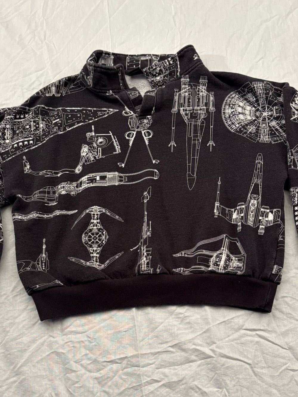 Star Wars Cakeworthy Unisex M Spaceship Blueprint Quarter Zip Sweatshirt
